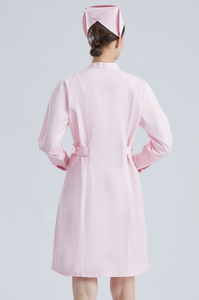 Pink Woven Lab <b>Coat</b> with Buttons Pockets Needle <b>Detection</b> Seamless Fusing for Unisex Hospital Use - Product Image 6