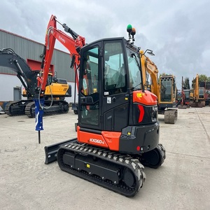 Mini-excavatrice sur chenilles Kubota KX163, orange, hydraulique, équipement de construction - Product Image 1