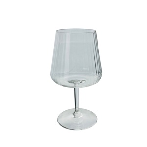 Verre à vin rouge en plastique transparent incassable à nervures, gobelet à vin - Product Image 1
