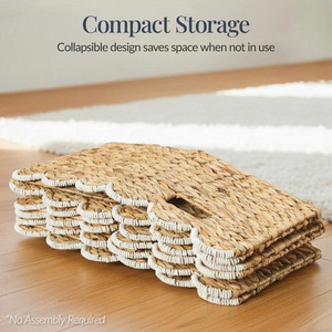 Solution de rangement élégante et durable multi-usages pour la maison, ensemble de paniers en jacinthe d'eau tressés à la main, design pliable - Product Image 3
