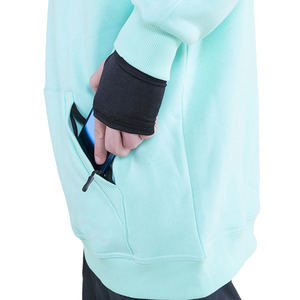 Sweat à capuche long et surdimensionné personnalisé pour le snowboard et le ski, en polaire, bicolore, avec trous pour les pouces, vêtements de sport d'hiver - Product Image 4