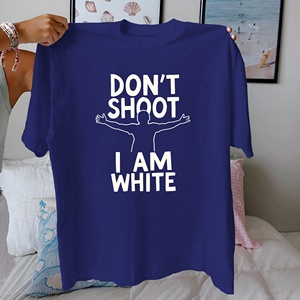 Silueta con texto DON T SHOOT Camiseta de mujer de algodón puro ajuste cómodo - Product Image 3