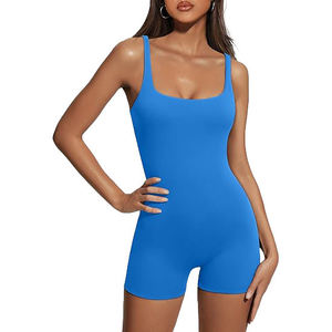 Combinaison de yoga côtelée respirante pour femme, justaucorps de sport sans couture, dos croisé, sans manches, coupe sexy, pour maillot de bain, vente en gros - Product Image 6