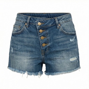 Custom High Quality Customized Color Denim Shorts <b>Women</b> Vintage Style Fly Zip <b>Back</b> Pockets Boyfriend Summer Look _1 - Product Image 1
