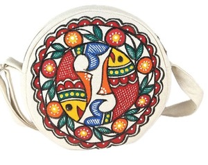 <b>Gold</b> Leaf Plated Embroidered Cotton Fabric Rectangle Fashion Evening <b>Clutch</b> Purse From Jharkhand - Product Image 2