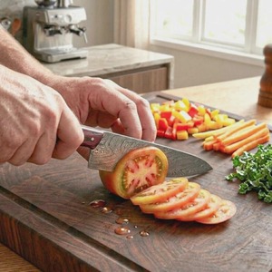 Ensemble de couteaux de chef de luxe faits à la main avec manche en bois et lame en acier Damas, finition satinée, ambidextre, longueur 6-7,9 pouces, pour usage en cuisine - Product Image 4