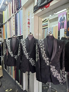 Men's Black Tuxedo Suit With Hand Embroidery Floral <b>Design</b> Single Breasted Notched Collar Formal Wear - Product Image 2