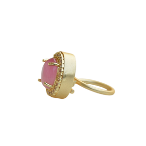 Cubic Zirconia Handmade <b>Ring</b> with Zirconia Pink <b>Crystals</b> Adjustable Custom Fashion <b>Ring</b> - Product Image 3