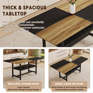 Set Tavolo da Pranzo in Legno e Nero con Sedie e Vano Portaoggetti, 71*35.4 Pollici, per Sala da Pranzo - Product Image 6
