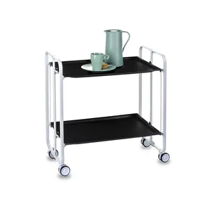 Chariot utilitaire multifonctionnel en métal fait main de qualité export, au design industriel contemporain, avec étagères spacieuses et robustes - Product Image 4