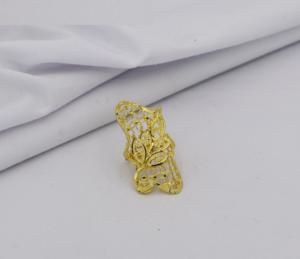 Anillo de Dedo de Diseño Antiguo Chapado en Oro para Mujer, Anillo de Aleación Étnico y Nupcial, Anillo de Dedo Tradicional de Fiesta - Product Image 6