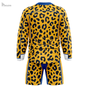 Conjunto de Uniforme de Hockey sobre Hielo Sublimado Completo OEM, Cuello en V, Manga Larga, Estampado de Guepardo, Pantalones Cortos, Diseño Personalizado - Product Image 2