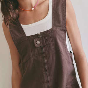 Women's Solid Color Denim Overalls Mid Waist Button Front Casual Summer Shorts Jumpsuit Regular Fit 100% Cotton - Product Image 4