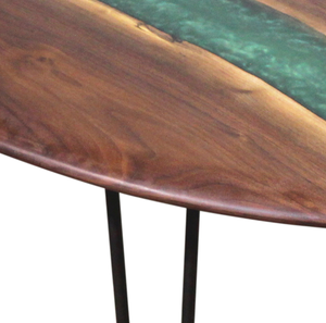 Mesa de Arte en Resina de Nogal Negro Popular, Mesa Ovalada de Madera Maciza con Resina Epoxi para Sala de Estar y Comedor - Product Image 3
