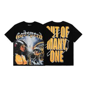 Nouveau T-shirt unisexe en coton à manches courtes imprimé Godspeed Skull style américain, pour l'été, style urbain sombre, 260 grammes - Product Image 1