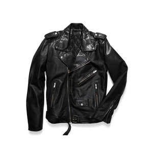 Veste de moto slim en cuir véritable pour homme, style décontracté chic, coupe-vent et respirante, avec logo frontal – Nouvelle collection printemps – Offre spéciale - Product Image 6