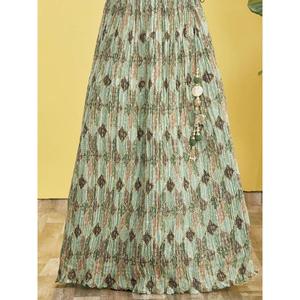 Attractive <b>Green</b> Embroidered Work Chinon Reception Lehenga Choli - Product Image 2