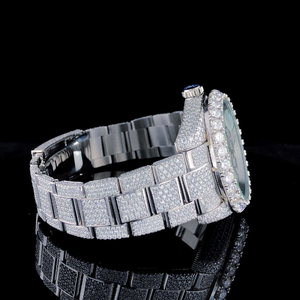 Reloj de Lujo Hip Hop con Movimiento Automático Digital, Acero Inoxidable, Hecho a Mano, Completamente Cubierto de Diamantes VVS Moissanite, Relojes de Cuarzo - Product Image 2