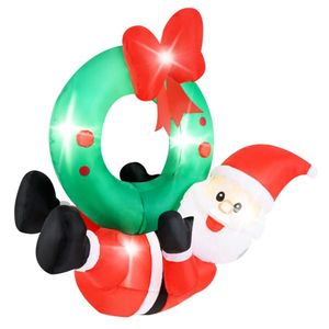 Decorazione Natalizia Gonfiabile Impermeabile IP44 in Poliestere da 120 cm con Ghirlanda di Babbo Natale e 5 Luci LED (3 Ghirlande/2 Babbo Natale) - 2 Decorazioni da Esterno per Giardino - Product Image 4