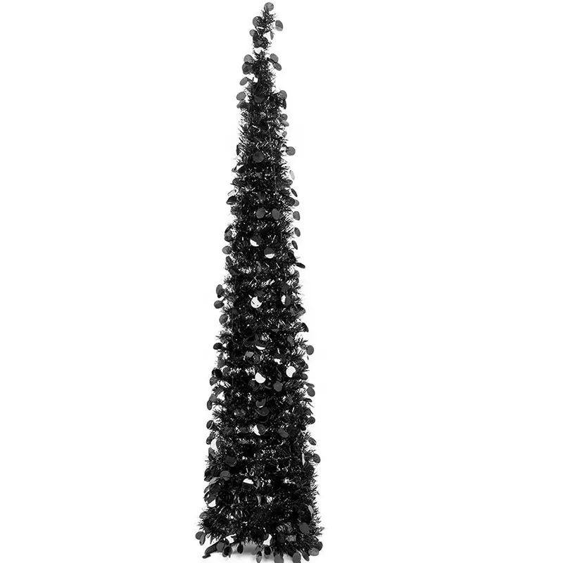 En vente Arbre de Noël pop-up pliable Noir 5FT Tinsel arbre de Noël pop-up