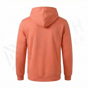 Unisex <b>Coral</b> Hooded Tracksuit Set Full Length Solid Color Casual Wear With Drawstring Closure And Side Pockets - Product Image 2