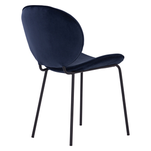 Modern Luxury Dark Blue Upholstered <b>Dining</b> <b>Chair</b> with Ergonomic Curved Back and Slim Metal Legs for Kitchen <b>Dining</b> Use - Product Image 4