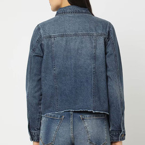 Chaqueta Vaquera para Mujer con Logotipo Personalizado, Estilo Moderno, Manga Larga, Bolsillos, Ropa Urbana de Otoño, 100% Algodón, Resistente al Viento, Ecológica - Product Image 3