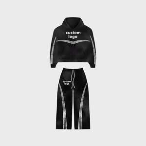 Conjunto de Sudadera con Capucha y Pantalones Deportivos de Alta Calidad 2026, Estilo Vintage, con Cierre, Pantalones Deportivos Personalizados con Lavado Ácido para Hombre - Product Image 1