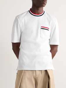 <b>Men's</b> Customizable Color Classic Neck 100%Cotton Knitted Formal Boxy T Shirt High Quality Printed Logo Oversized Sports Tops - Product Image 2