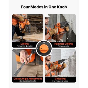 Trapano a percussione rotativo a batteria 20V 7/8 SDS-Plus senza fili brushless con caricabatterie - Include 3 punte da trapano - Product Image 3
