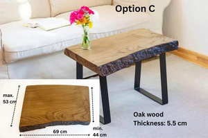 Mesa de Centro de Madera Rústica con Borde Natural, Estructura Metálica, Diseño Moderno, Hecha a Mano para Muebles de Sala - Product Image 5