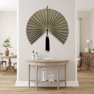 Ventilateur mural en bambou de haute qualité, noir et gris, ventilateur suspendu, style Japandi Wabi Sabi, ventilateur en bambou fabriqué par KingCraftViet - Product Image 1