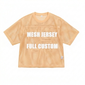 Mesh Jersey Full Custom Red Breathable Short Sleeve Crew Neck Unisex Soccer Apparel Adult Size S Screen Printing - Product Image 3