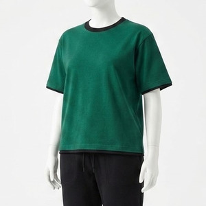 Camiseta de algodón grueso de alta calidad con ribete en contraste negro, cuello redondo, manga corta, corte holgado para hombre. - Product Image 1