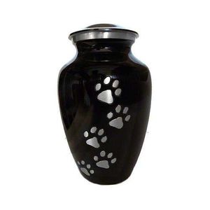 Urne funéraire bleue pour animaux de compagnie, souvenir pour cendres, motif patte argentée, faite à la main, pour cendres de chat et de chien - Product Image 1