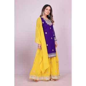 Conjunto de Traje Sharara para Fiesta de Mujer con Bordado y Lentejuelas - Product Image 5