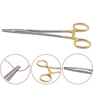 Porte-aiguilles Mayo Hegar manuel T.G Gold 180 mm 20-220-18, instrument chirurgical de précision en acier inoxydable de qualité supérieure, Hermann Meditech - Product Image 3