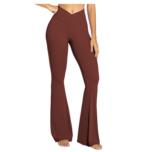 Lightweight <b>Flared</b> High-Waisted Women's Solid Color Sports Running <b>Yoga</b> <b>Leggings</b> Eco-Friendly Waterproof Ankle-Length Breathable - Product Image 1