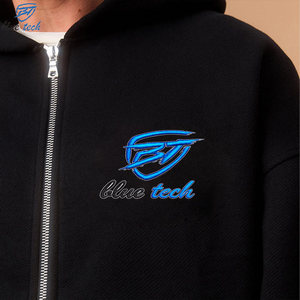 Sudadera con Capucha Bordada para Hombre al por Mayor, Sudadera con Cremallera Completa Oversize, Chaqueta de Invierno de Algodón y Forro Polar con Logotipo Personalizado, Servicios OEM - Product Image 4