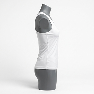 Débardeur blanc pour femme avec lettrage brodé noir, style classique sans manches, haut de sport blanc optique, tissu opaque, finition soignée - Product Image 4