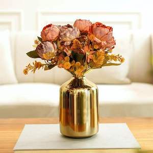 <b>Unique</b> Creative Gold Finished Flower <b>Vase</b> for Home Decor Use Premium Antique Metal <b>Vase</b> for Wedding Interior At Reasonable Price - Product Image 1
