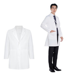 Bata de Laboratorio Blanca Unisex de Spandex/Algodón Tejido para Hospitales, Profesional, para Médicos y Enfermeras, Proveedor Directo de Fábrica - Product Image 1