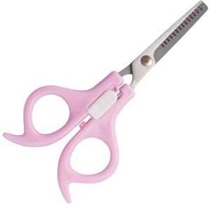 Ciseaux à effiler les cheveux ergonomiques avec manche en plastique rose clair, poignée large, ciseaux professionnels pour barbier, outils de coiffure pour salon - Product Image 1