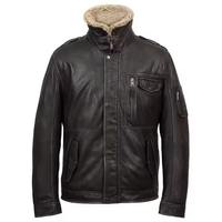 Veste en cuir véritable avec boutons pression et fermeture éclair, col en fourrure réglable, veste en cuir élégante pour l'hiver avec poches zippées, service OEM/ODM