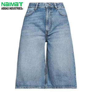 Shorts de Mezclilla de Cintura Alta para Mujer, Corte Recto, Estilo Vintage, Casual, Verano, Impermeables, de Algodón Suave - Product Image 1