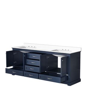 Bleu marine 80 pouces. W X 22 In. Meuble-lavabo double pour salle de bain avec dessus en quartz blanc - Product Image 5