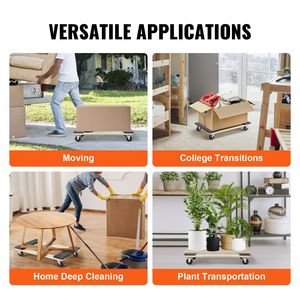 Carrello per Mobili con Capacità di Carico di 450 kg, 45x76 cm, in Legno Resistente con 4 Ruote Girevoli in PP da 7,6x7,6 cm per Spostare Mobili - Product Image 2