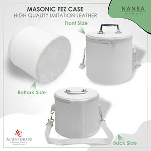 Estuche para Fez Masónico de Cuero Blanco Liso con Asa de Acero y Correa de NANBA GROUP |   Estuche Ligero para Almacenamiento de Gorras/Sombreros, para Uso en Exteriores - Product Image 6