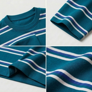 Camiseta Moderna con Rayas Horizontales, Cuello Redondo, Manga Corta, Corte Holgado y Cómodo, Suave, Transpirable, Ligera, Unisex, para Uso Diario - Product Image 6