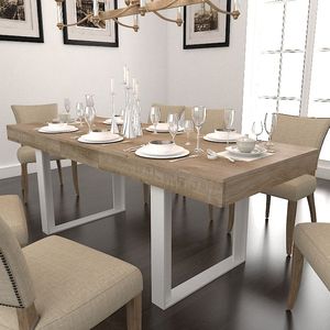 Tavolo da Pranzo in Legno Stile Fattoria Moderno, Estensibile da 6 a 10 Posti, Grande Tavolo da Cucina Espandibile per Comodità - Product Image 3